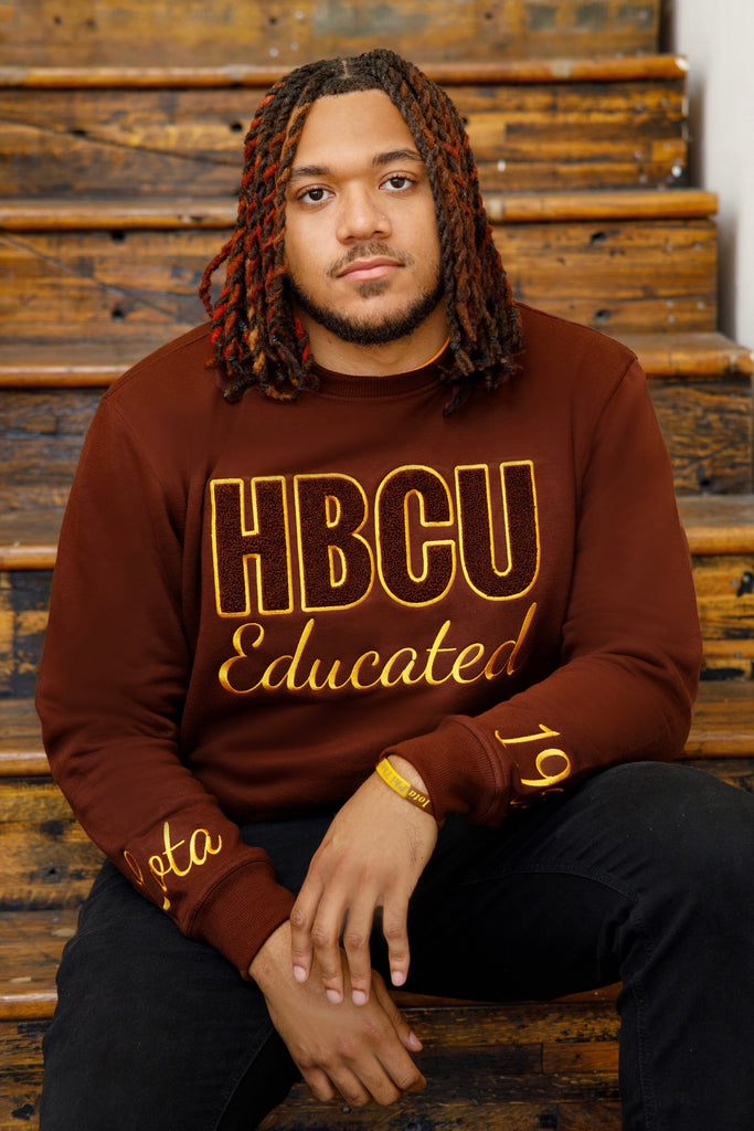 HBCU Iota Chenille Sweatshirt In Brown/Gold Colour