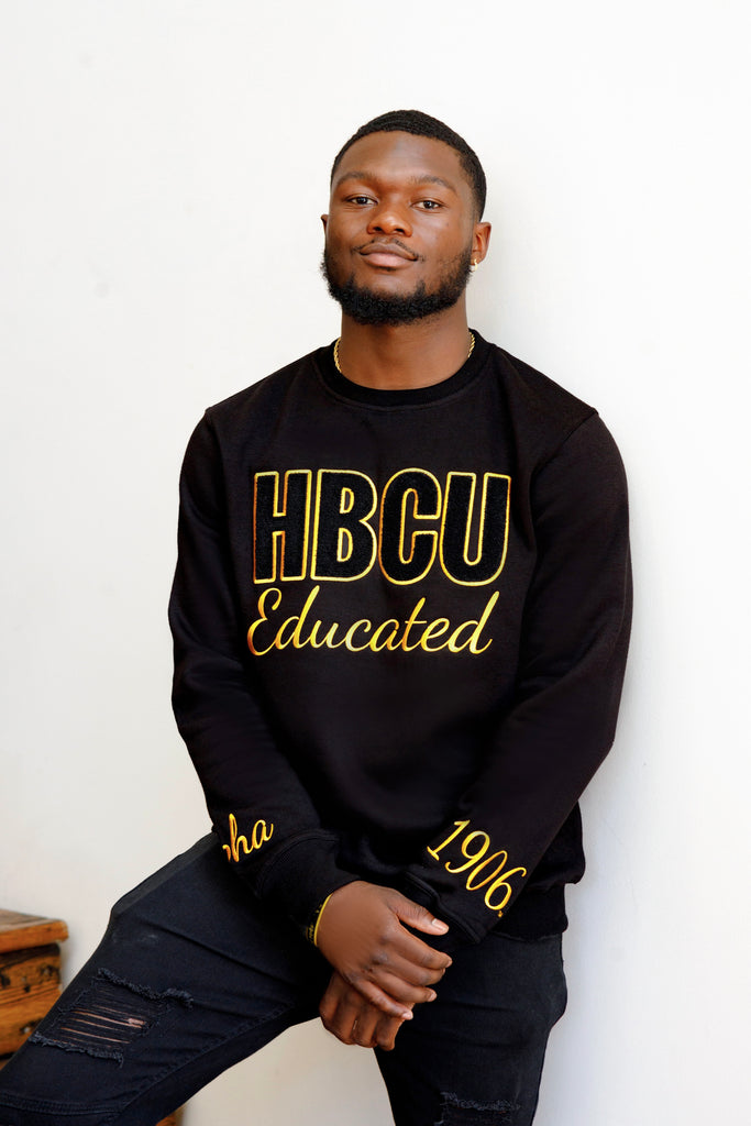 HBCU Alpha Chenille Sweatshirt In Black/Gold