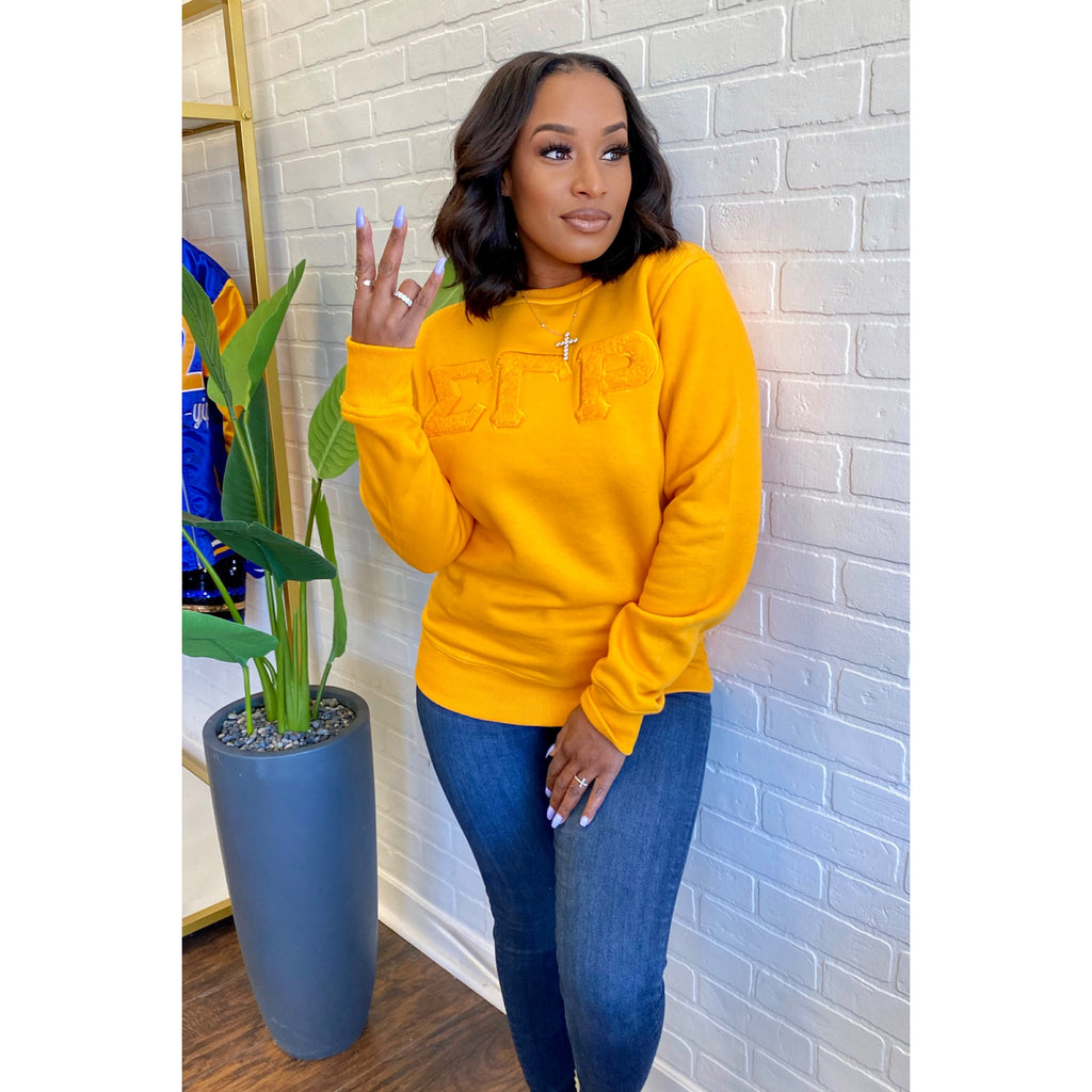 Solid Gold ΣΓΡ Chenille Sweatshirt - My Greek Boutique