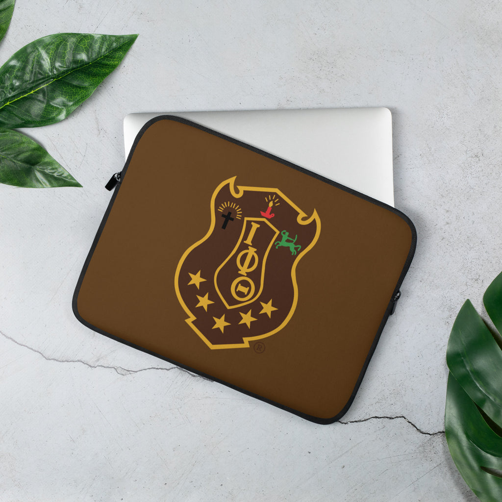 Iota Brown Shield Laptop Sleeve - My Greek Boutique