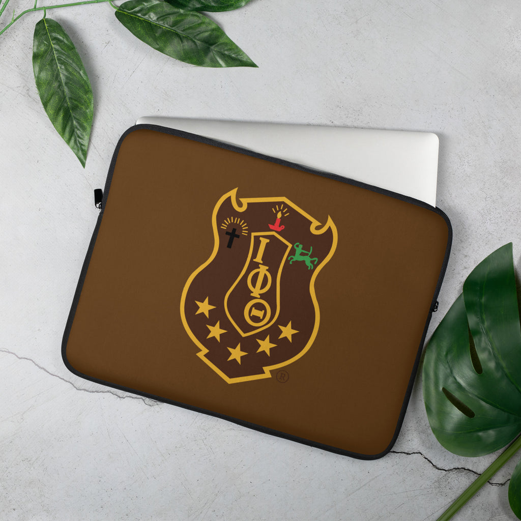 Iota Brown Shield Laptop Sleeve - My Greek Boutique